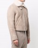 contrast-collar leather jacket