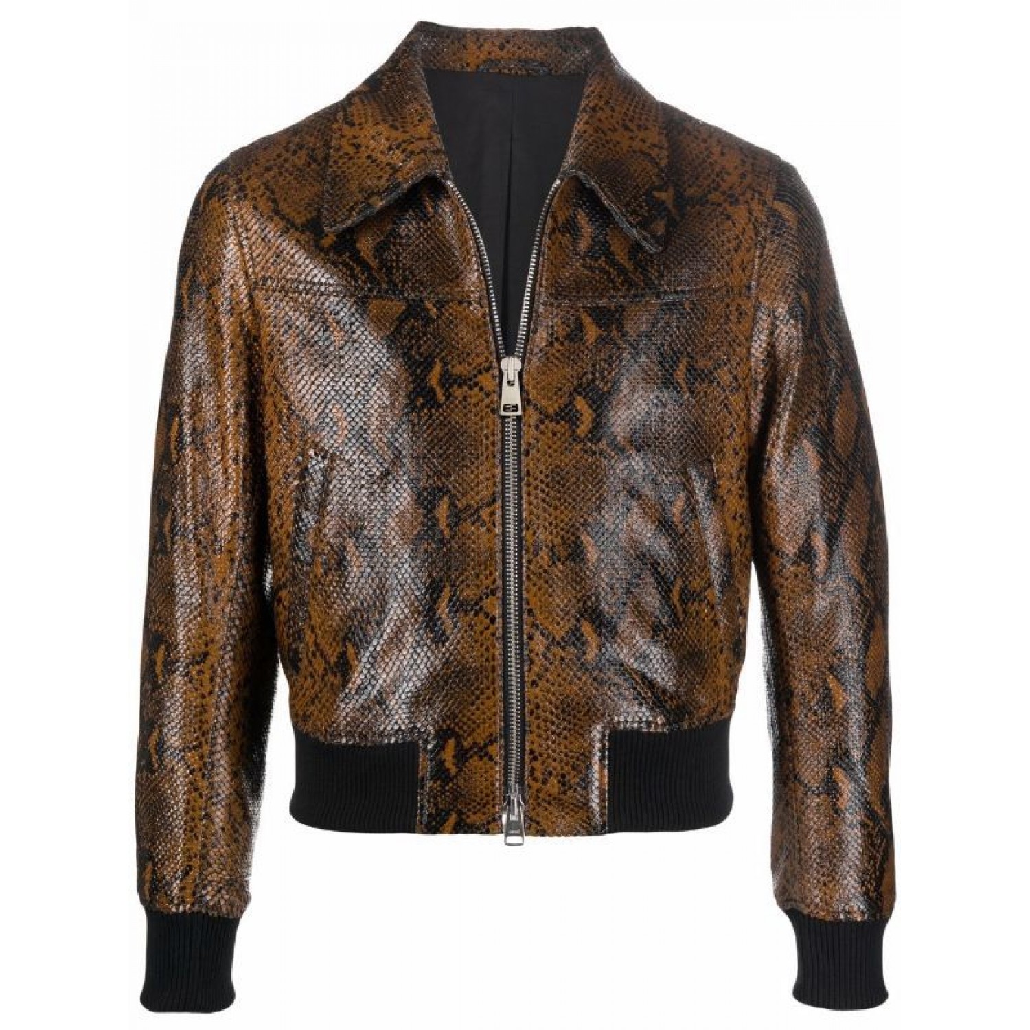 snakeskin effect zip-up jacket