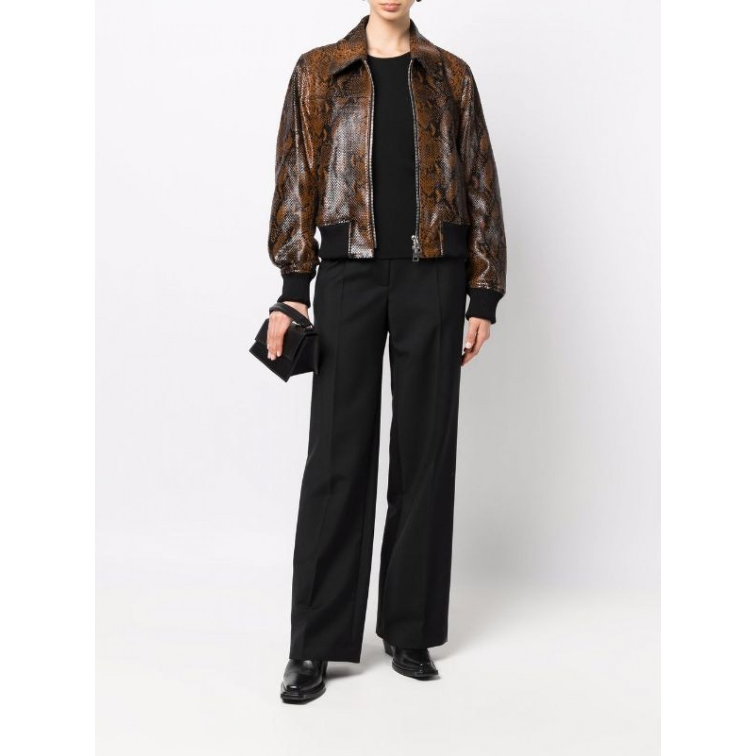 snakeskin effect zip-up jacket