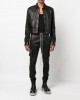 front press-stud fastening leather jacke