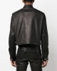 front press-stud fastening leather jacke