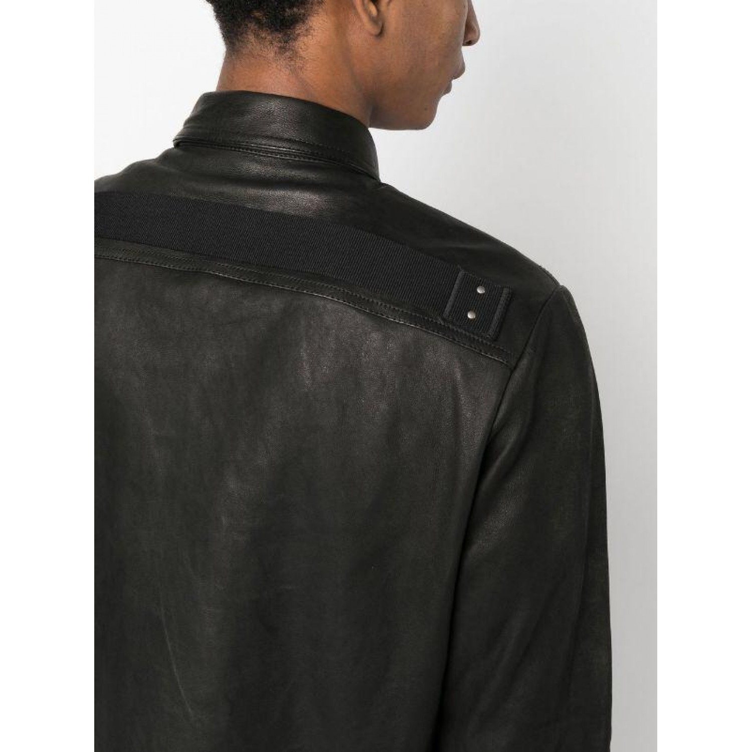 front press-stud fastening leather jacke