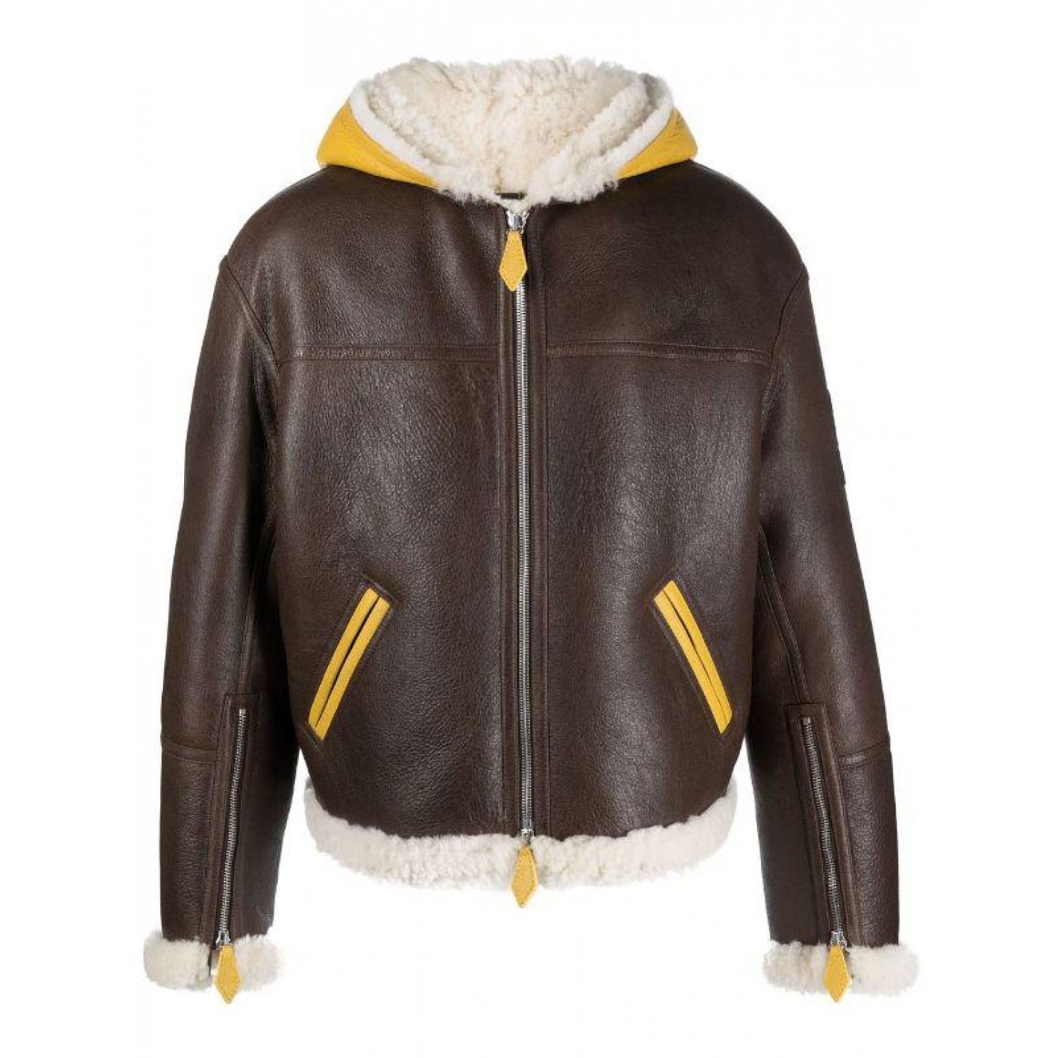 zip-fastening shearling-trim jacket