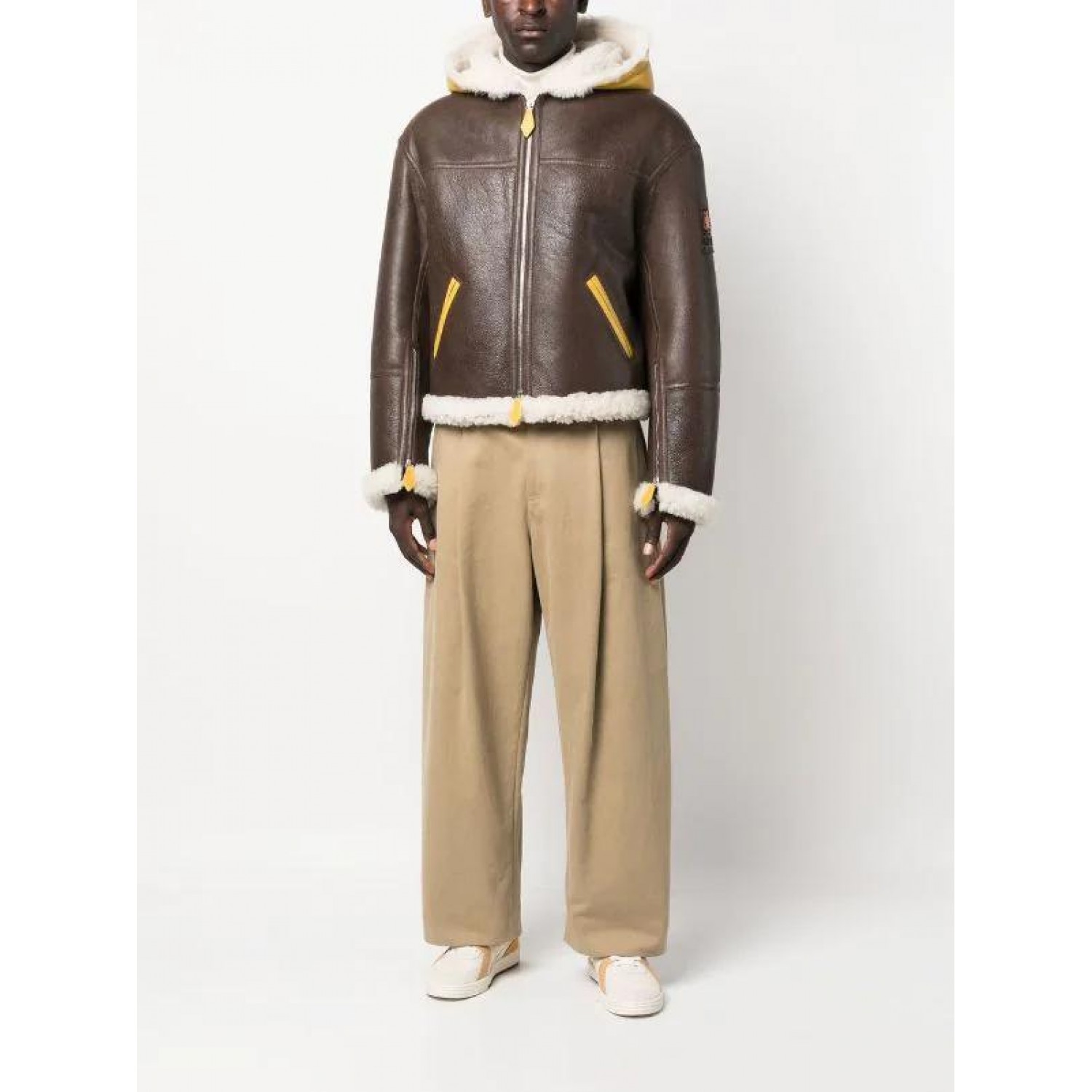 zip-fastening shearling-trim jacket