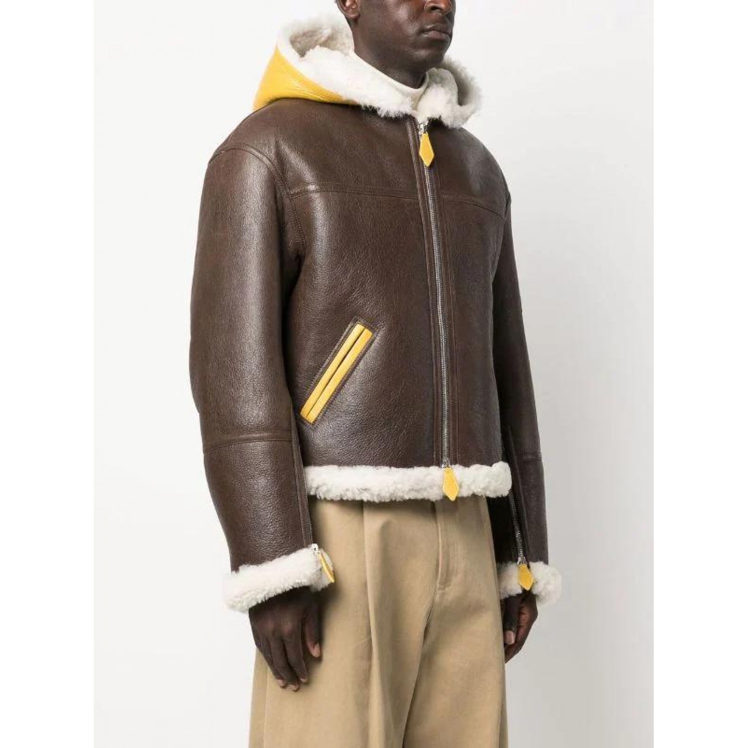 zip-fastening shearling-trim jacket