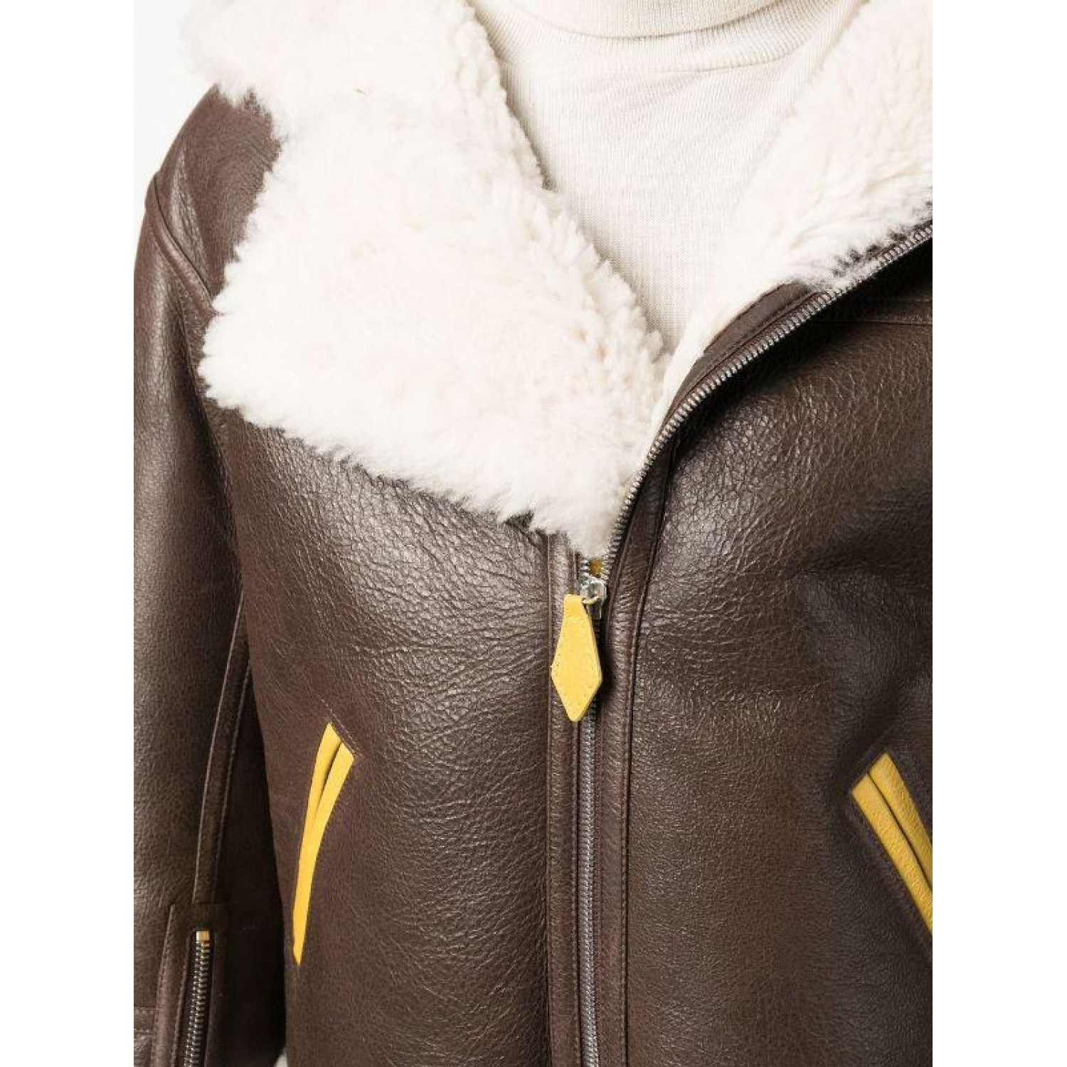 zip-fastening shearling-trim jacket