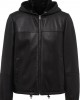panelled leather bomber jacket