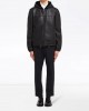 panelled leather bomber jacket