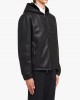panelled leather bomber jacket