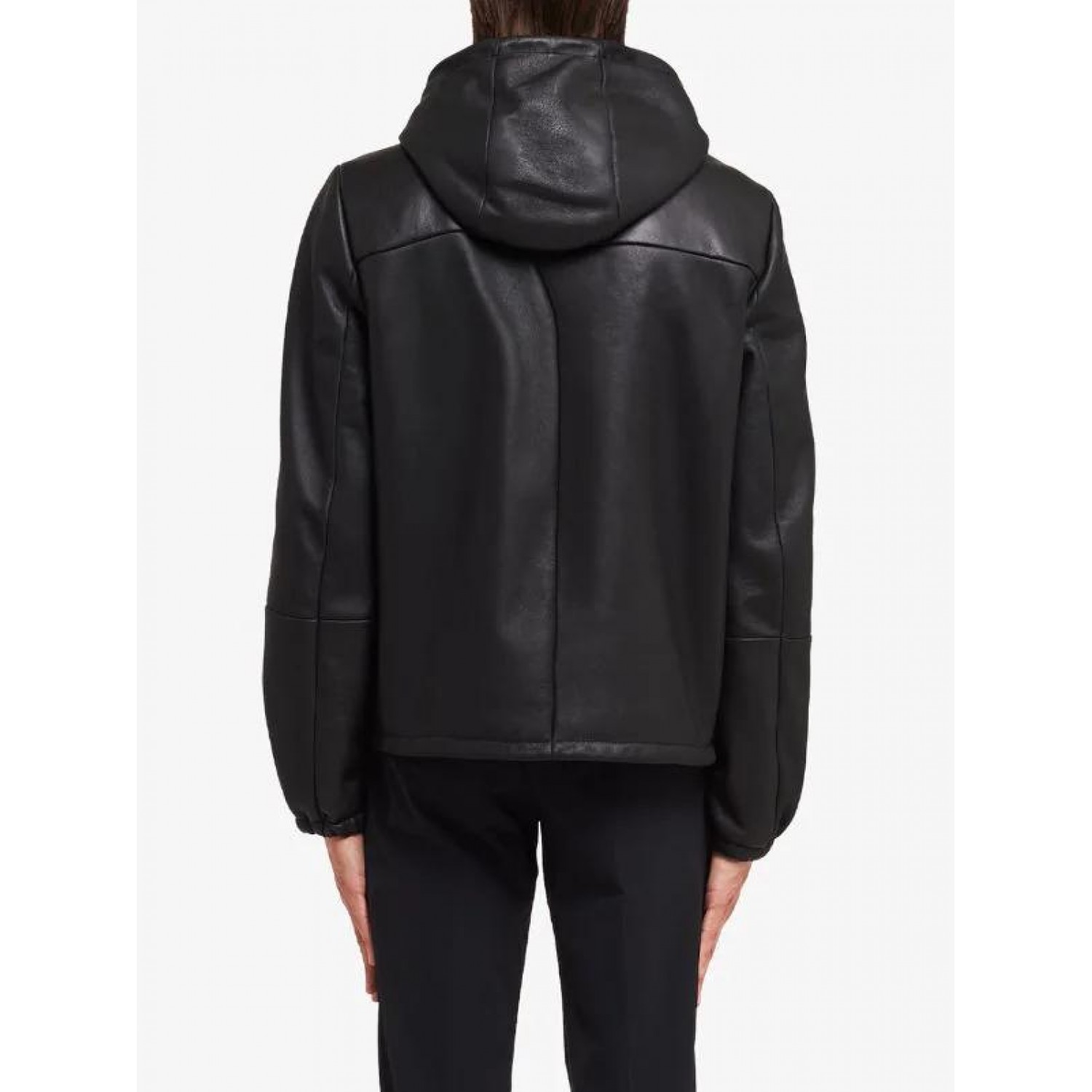 panelled leather bomber jacket