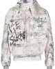 graffiti-print aviator leather jacket