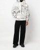 graffiti-print aviator leather jacket