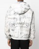 graffiti-print aviator leather jacket