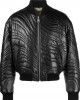 stripe-quilted leather bomber jacket
