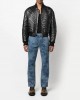 stripe-quilted leather bomber jacket
