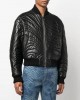 stripe-quilted leather bomber jacket