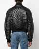 stripe-quilted leather bomber jacket