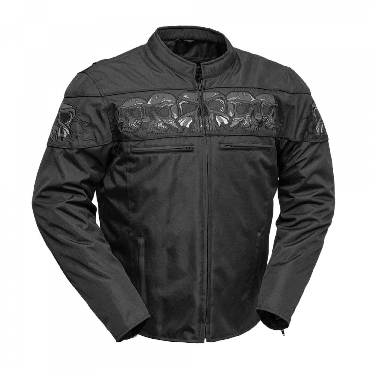  Skulls Men's Motorcycle Leather Jacket 
