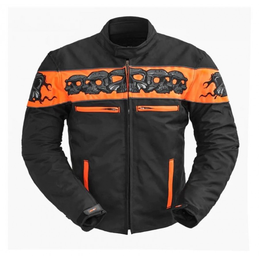 Skulls Men's Motorcycle Leather Jacket 