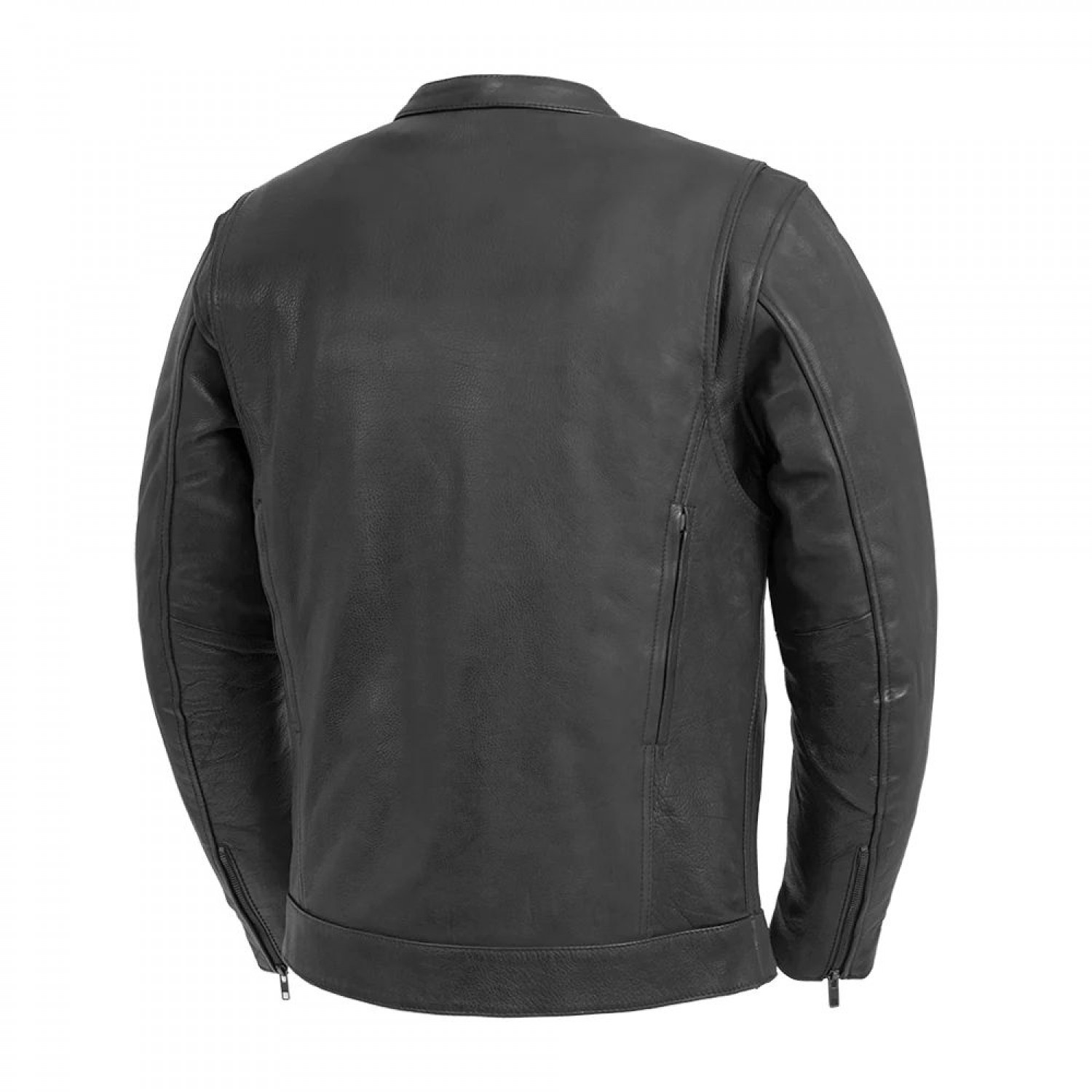 Men's Motorcycle Leather Jacket - Black 
