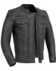 Men's Motorcycle Leather Jacket - Black 
