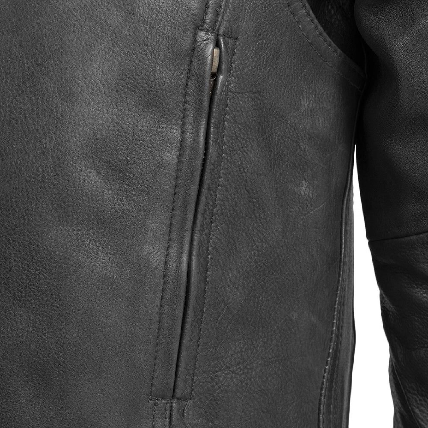 Men's Motorcycle Leather Jacket - Black 
