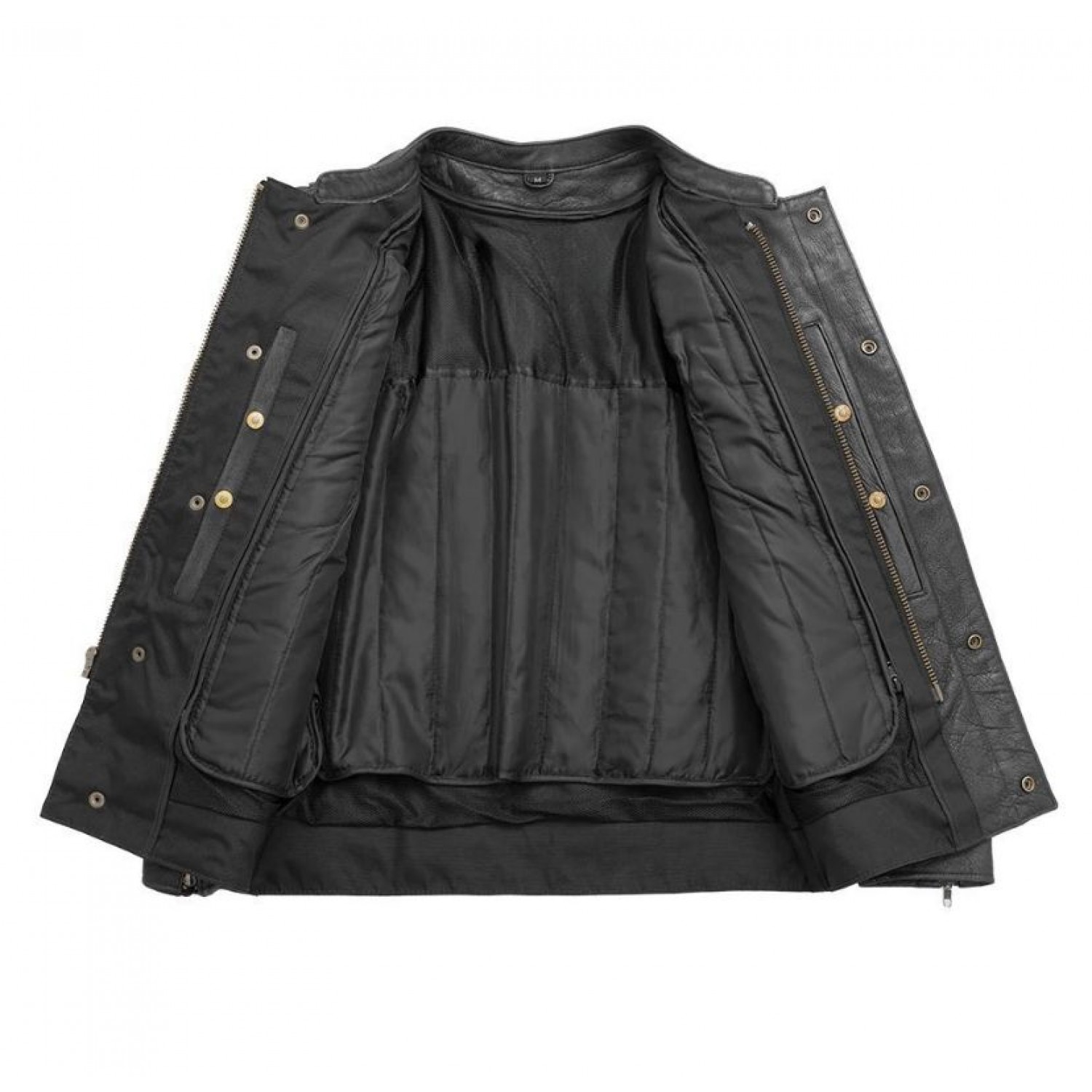 Men's Motorcycle Leather Jacket - Black 