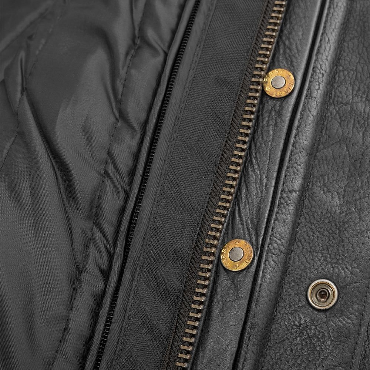 Men's Motorcycle Leather Jacket - Black 