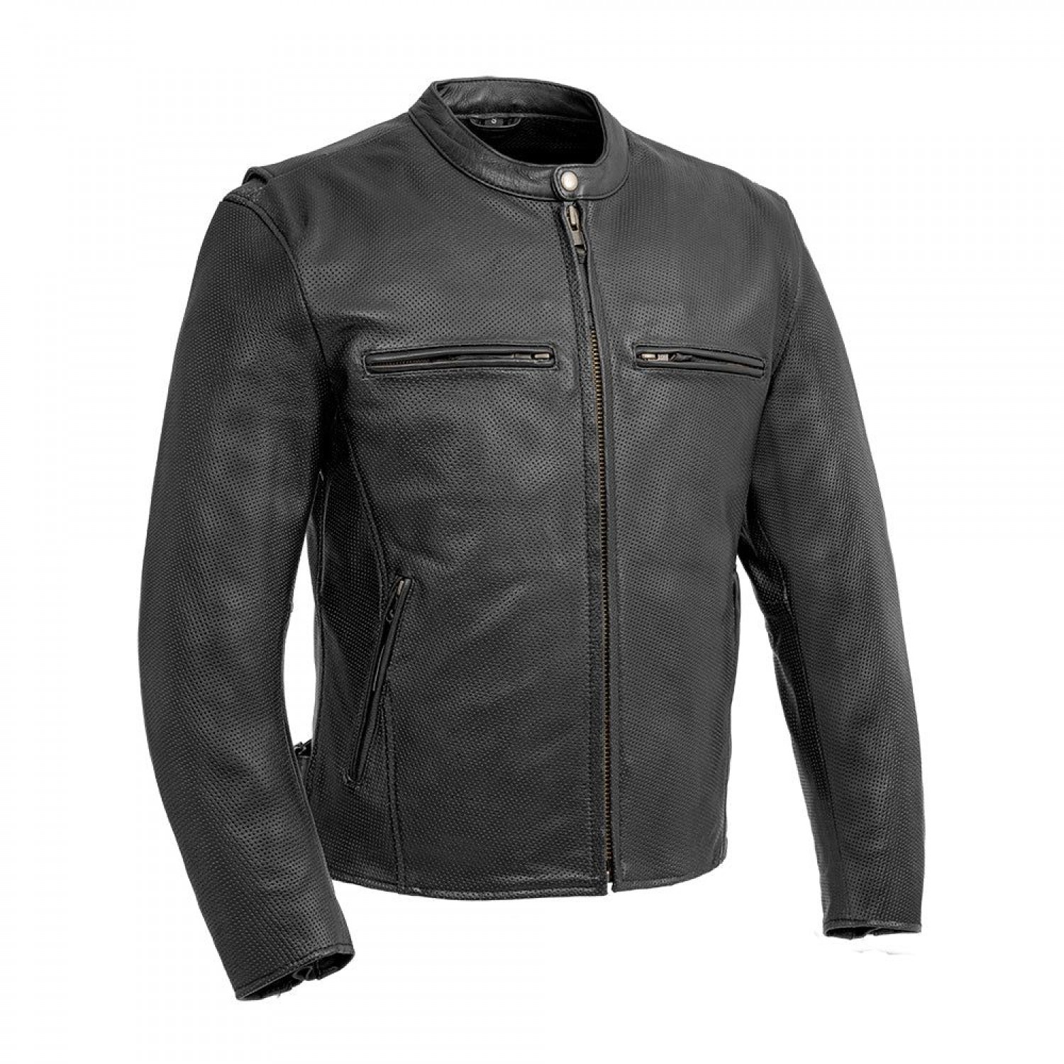  Men's Motorcycle Perforated Leather Jacket 