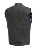 Men's Leather Motorcycle Leather Vest - Red Stitch