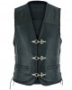 Plain Mens Leather Waistcoat Motorcycle Biker Vest Black with Hooks