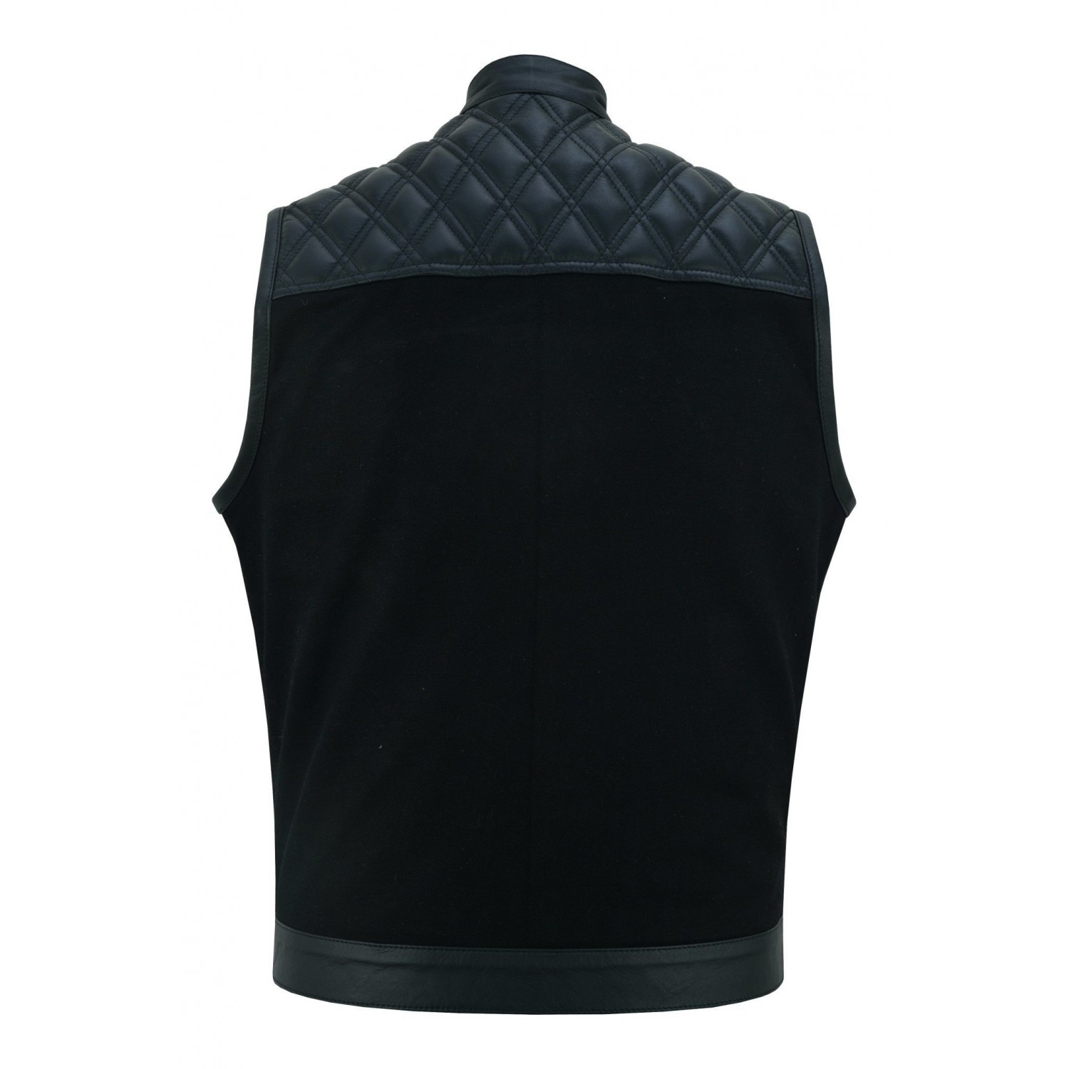 Leather and Denim Combo Biker  Vest