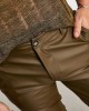 leather look skinny trousers in khaki