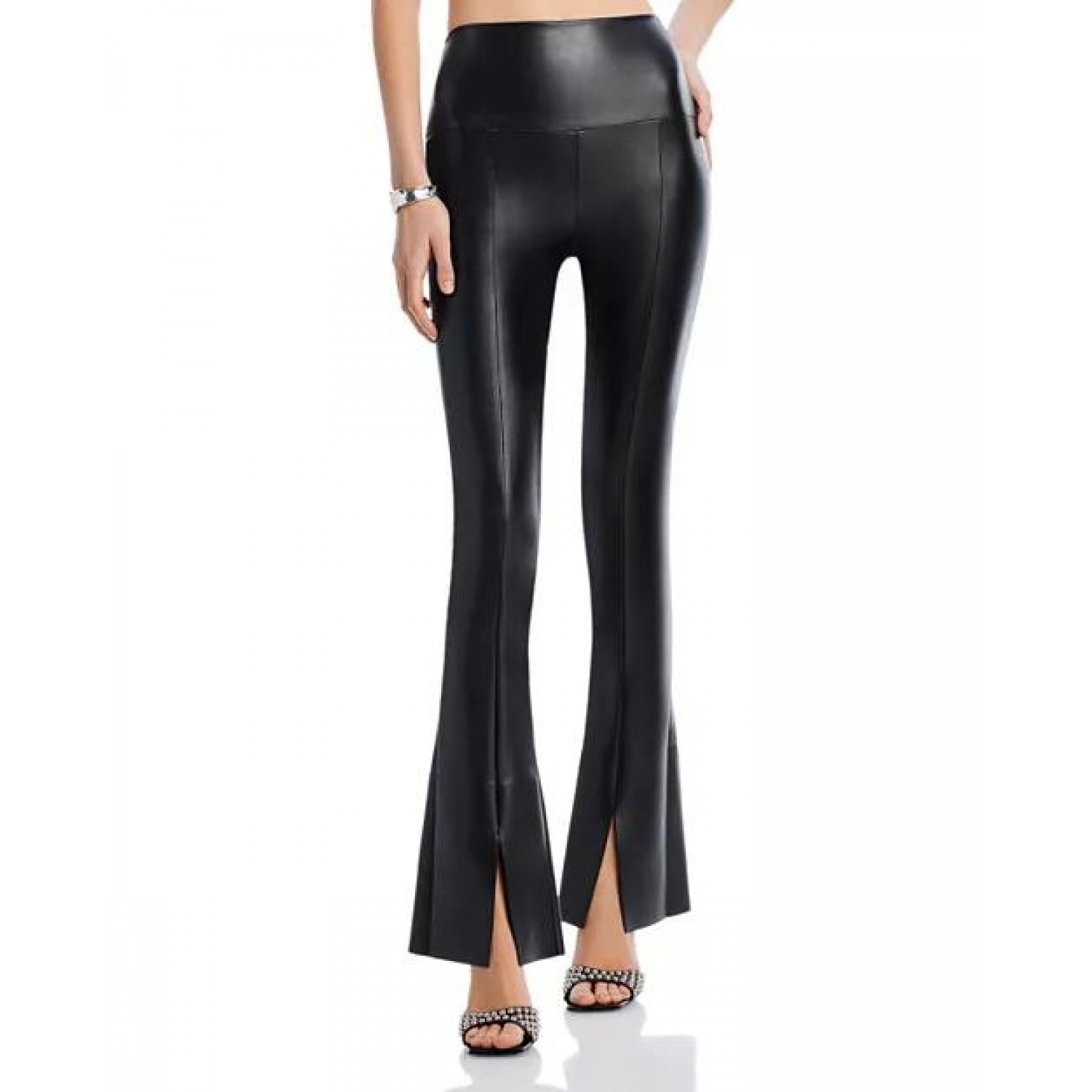 Spat Split Hem  Leather Leggings