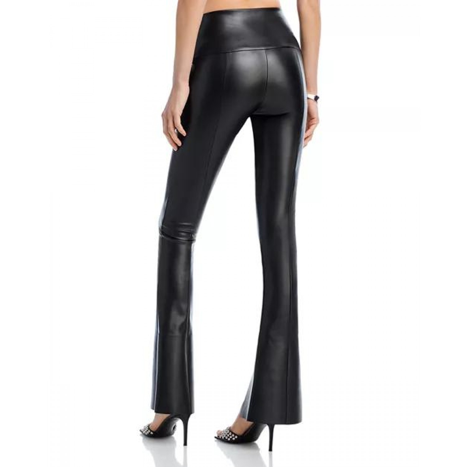 Spat Split Hem  Leather Leggings