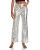 Metallic Leather Wide Leg Pants