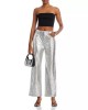 Metallic Leather Wide Leg Pants