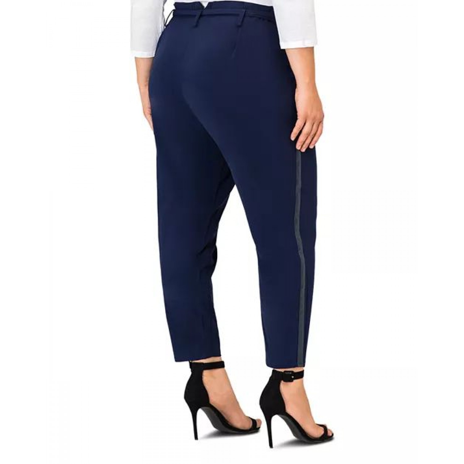 Paperbag Waist  Leather Trim Pants