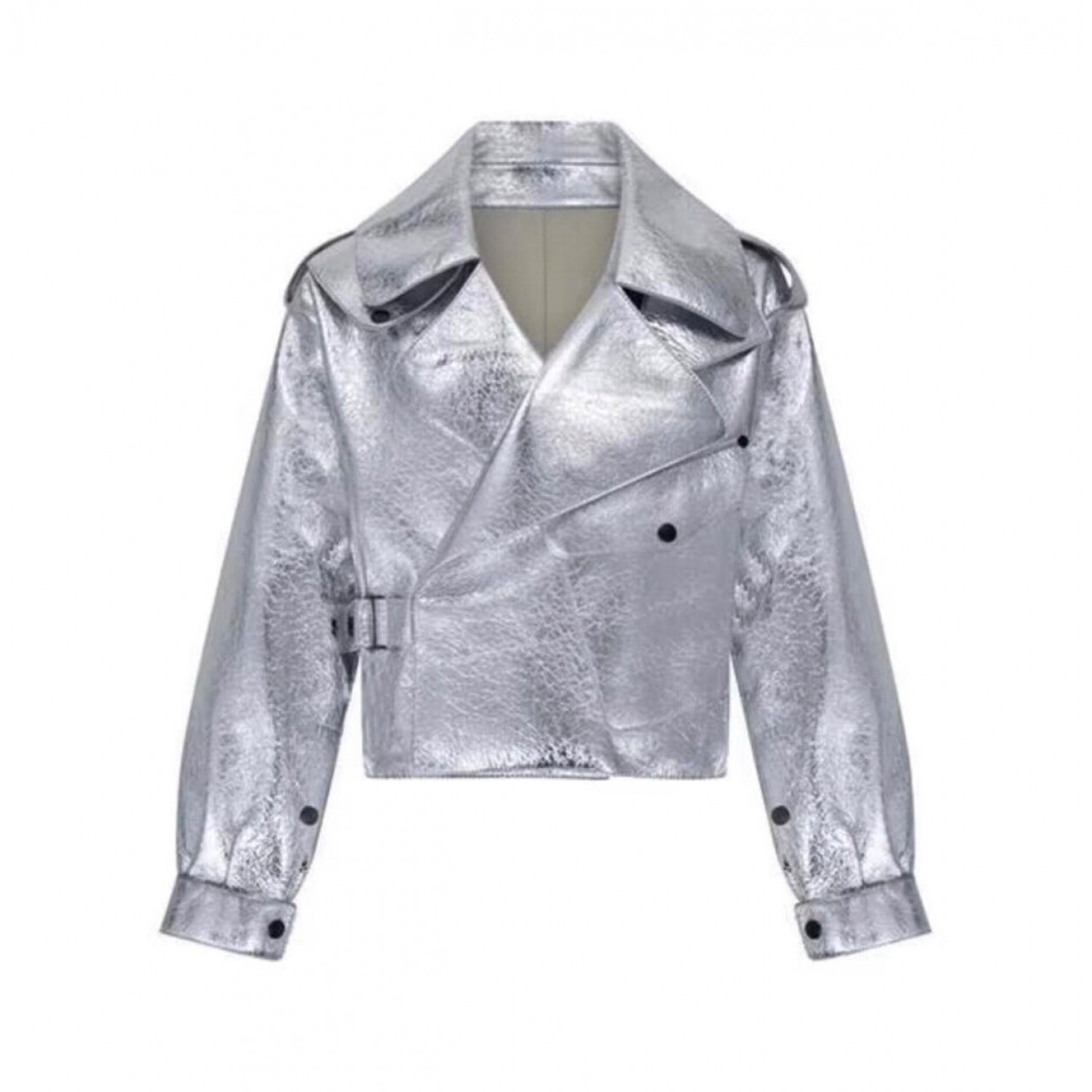 OVERSIZED LEATHER JACKET IN GREY