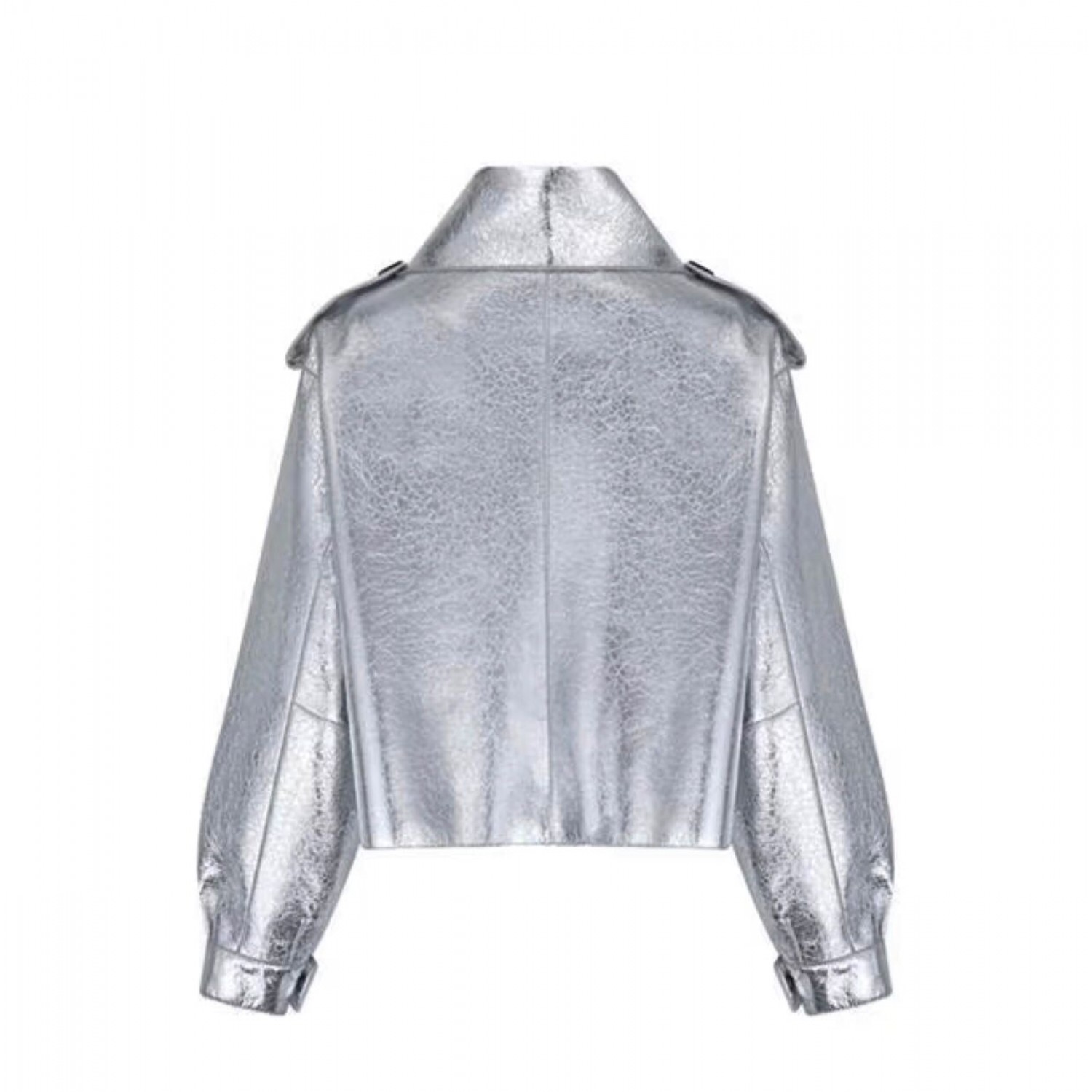 OVERSIZED LEATHER JACKET IN GREY