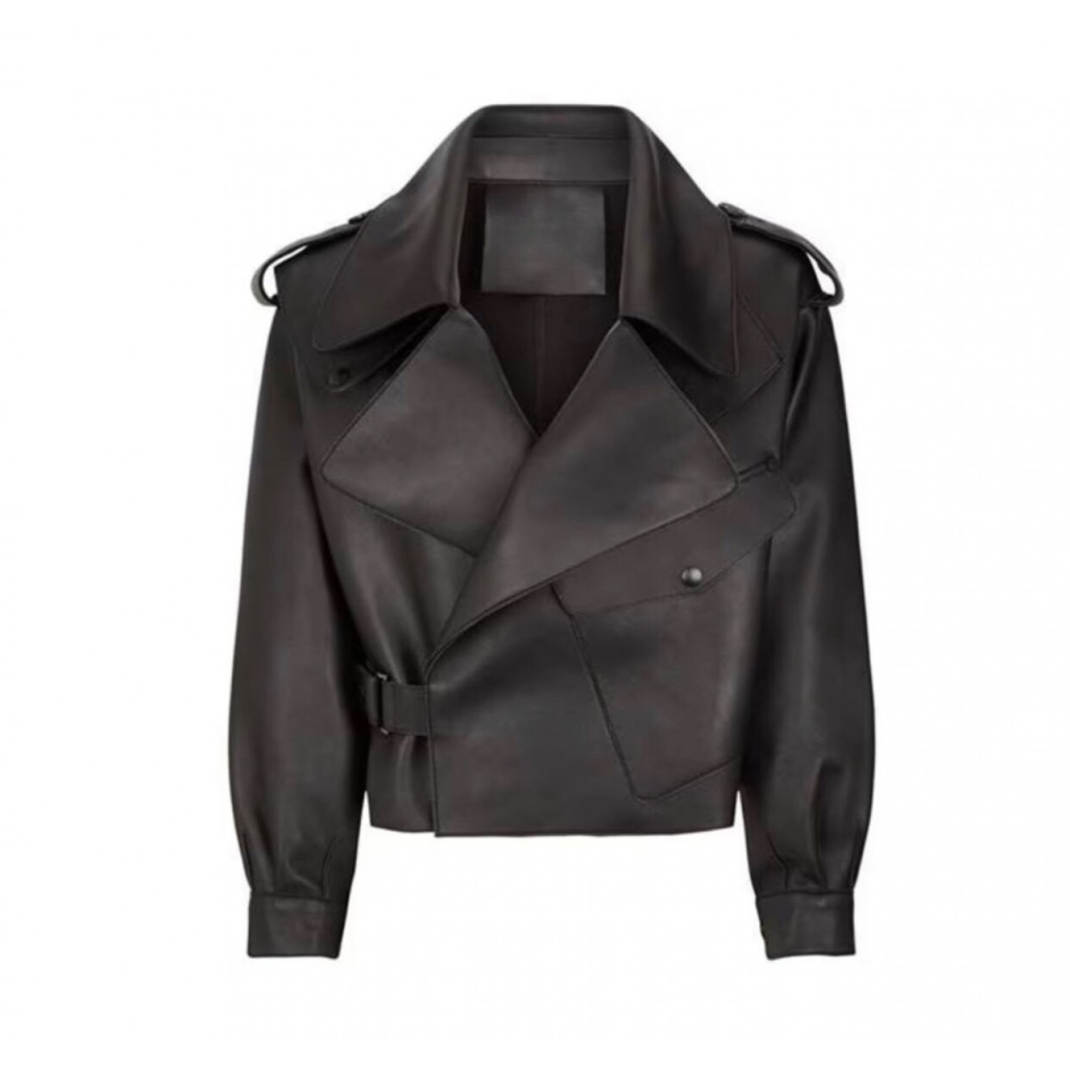 OVERSIZED LEATHER JACKET IN BLACK