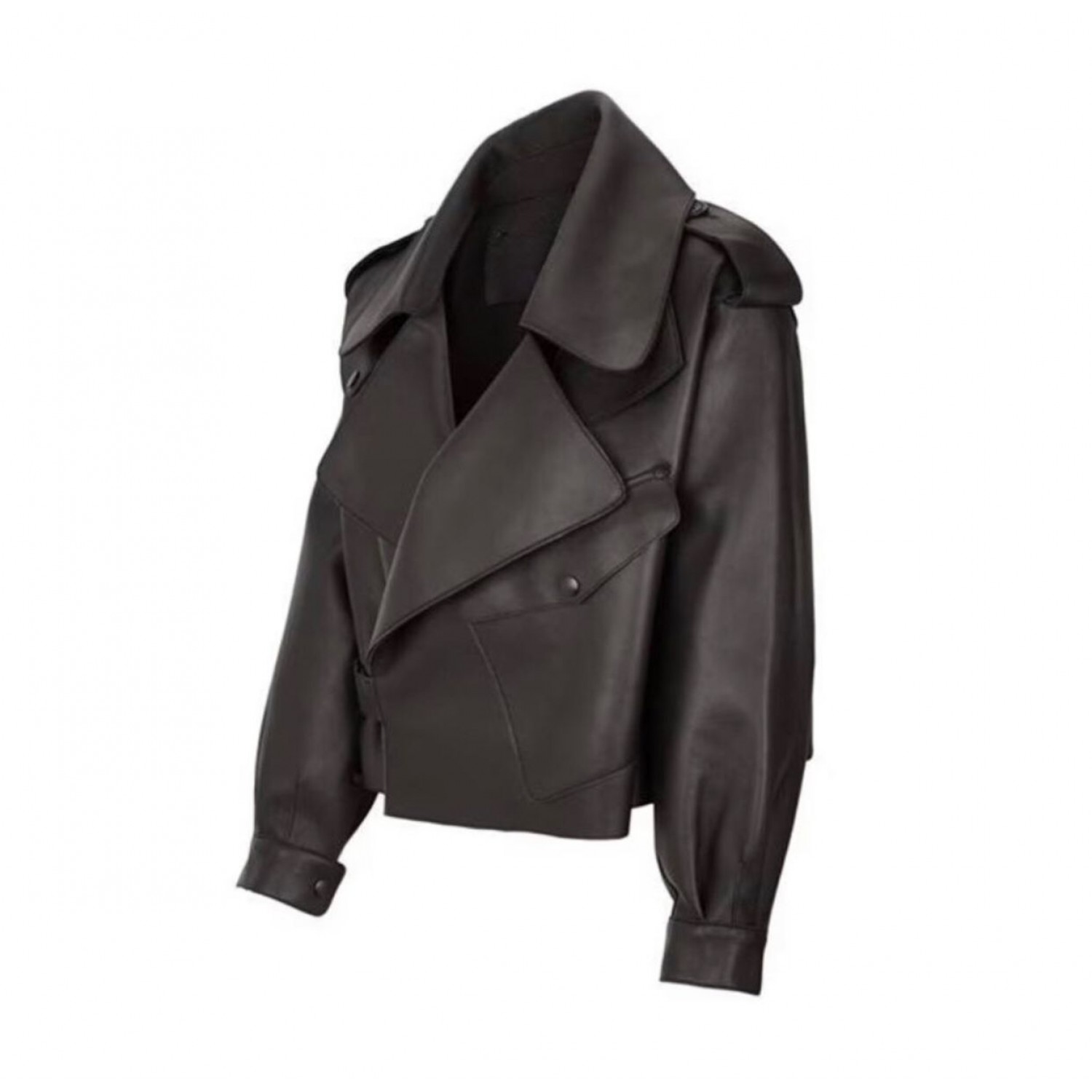 OVERSIZED LEATHER JACKET IN BLACK