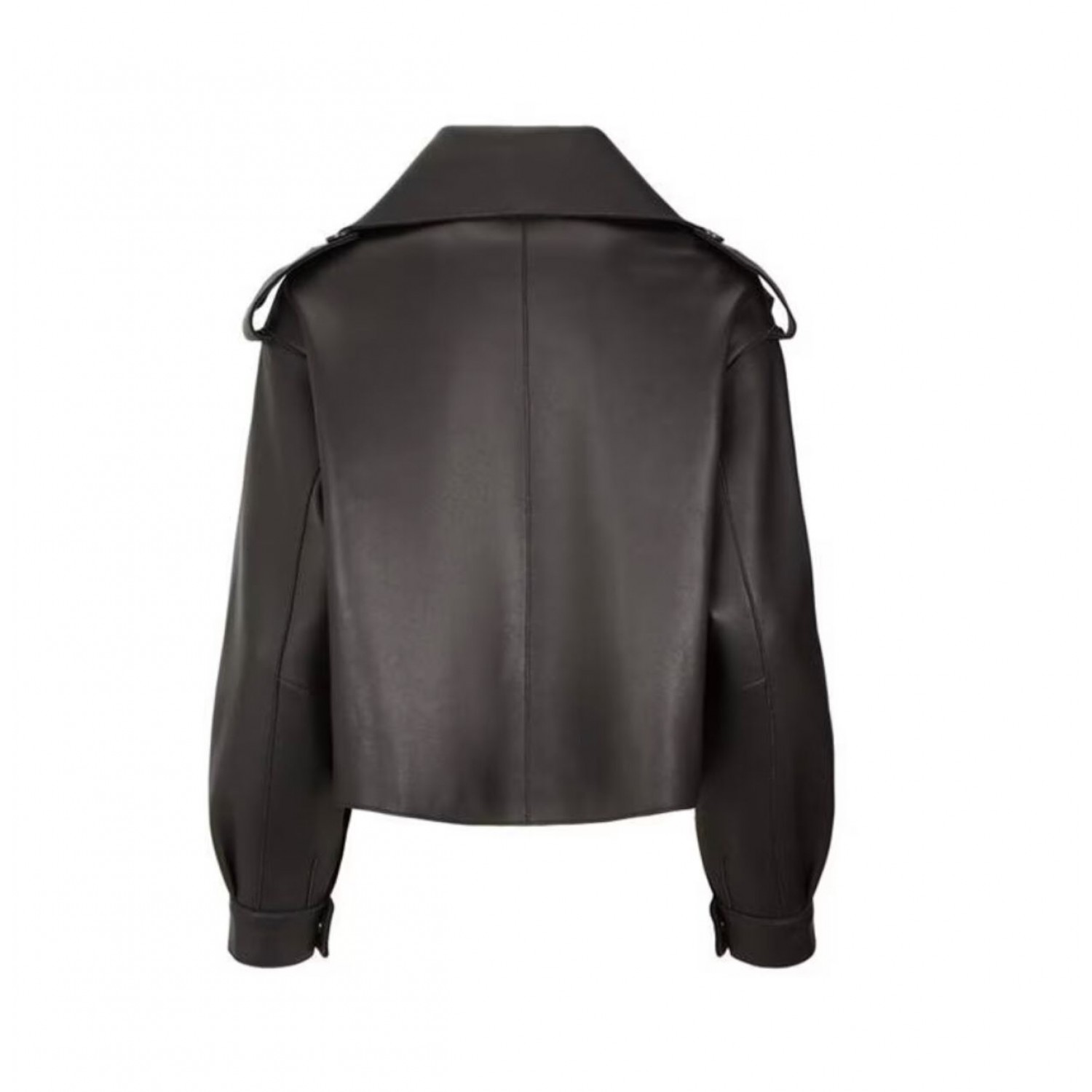 OVERSIZED LEATHER JACKET IN BLACK