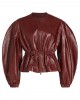 Balloon-Sleeve Leather Jacket