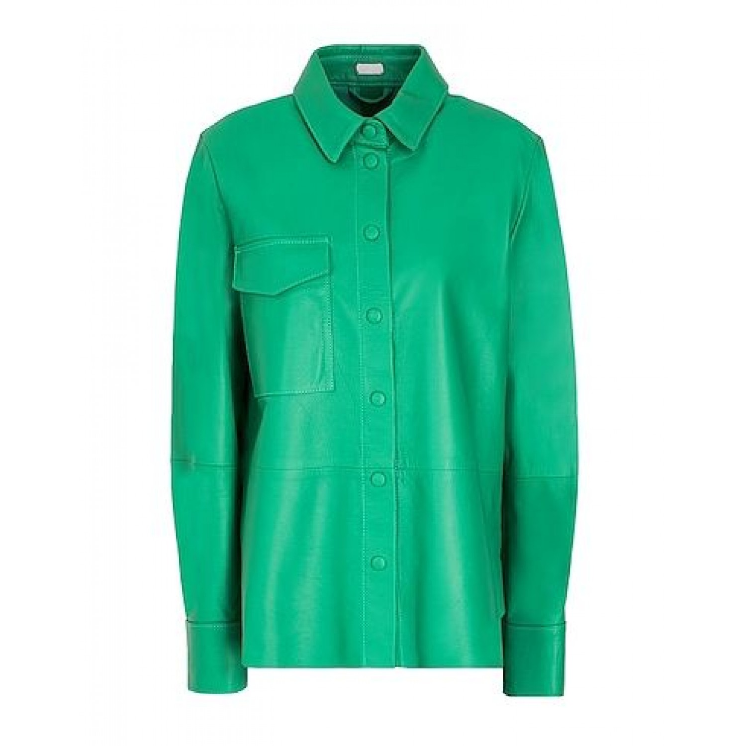 green Solid color shirt in leather