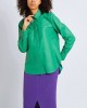 green Solid color shirt in leather