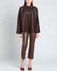 dark brown Solid color shirt in leather