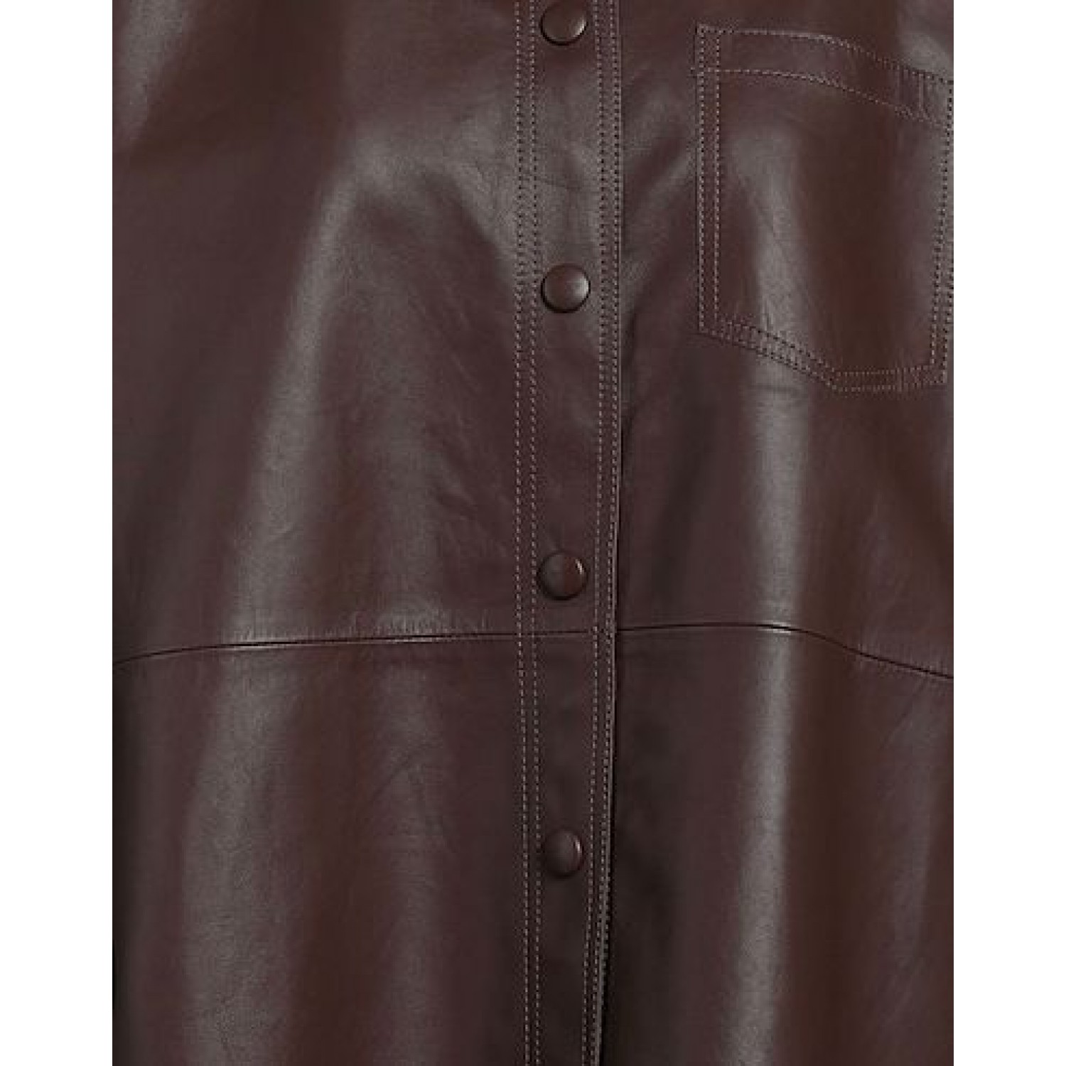 dark brown Solid color shirt in leather