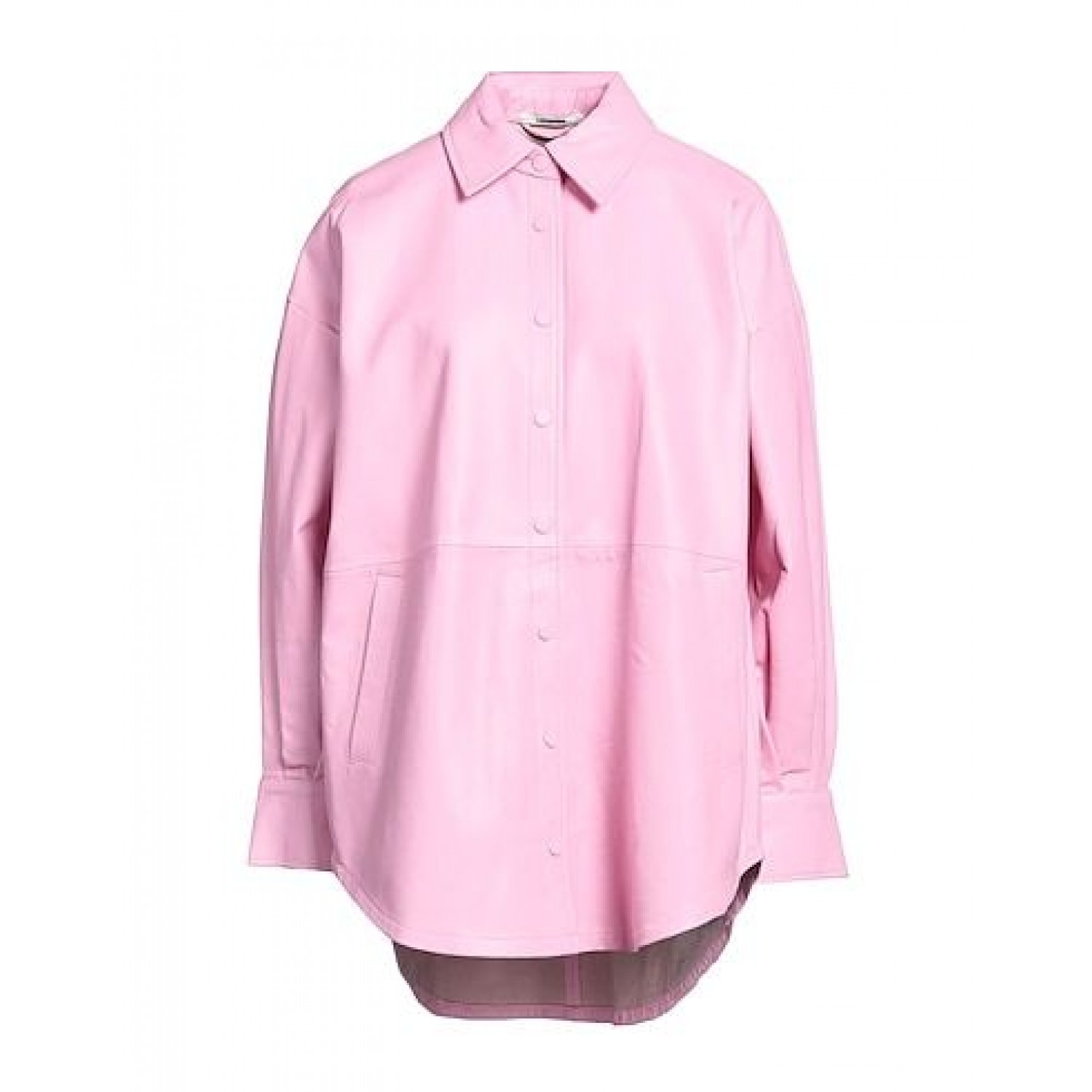 pink Solid color shirt in leather