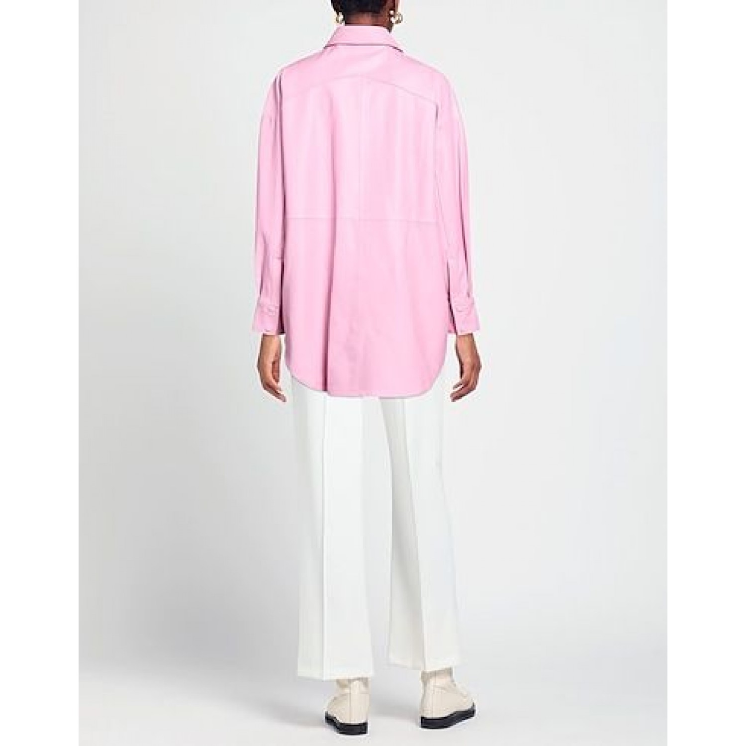 pink Solid color shirt in leather